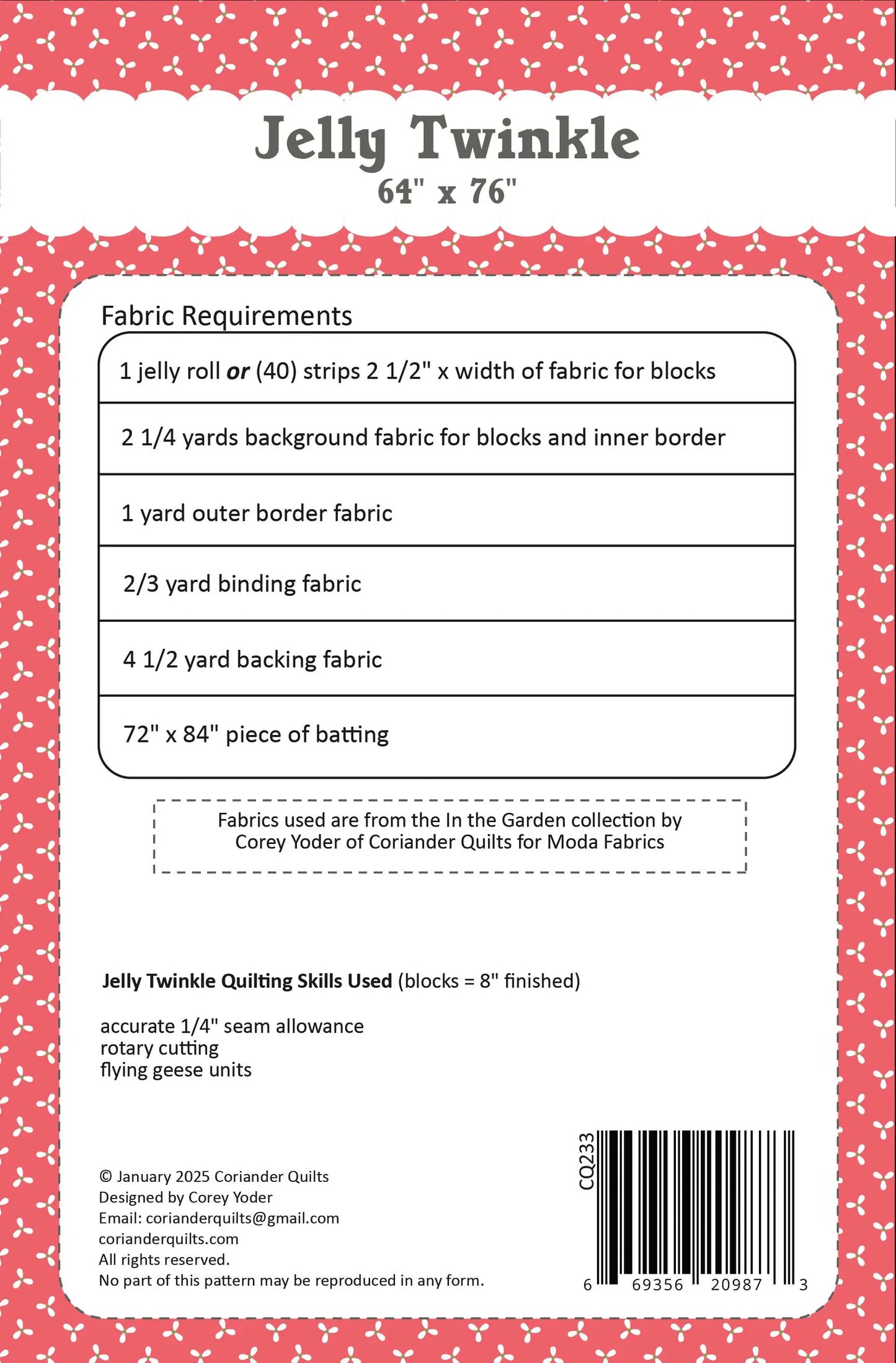 Jelly Twinkle Quilt Pattern by Corey Yoder of Coriander Quilts