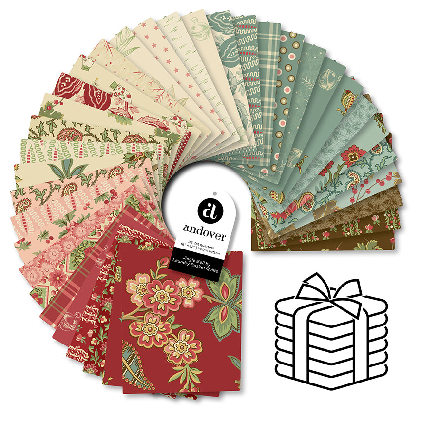 Jingle Bell Fat Quarter Bundle by Laundry Basket Quilts for Andover