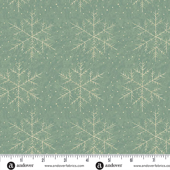 Jingle Bell Snowfall Vintage Blue A10346B by Laundry Basket Quilts for Andover (sold in 25cm increments)