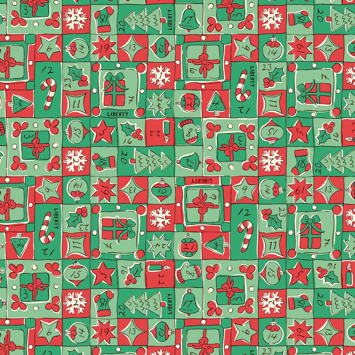Festive Magic Jolly Countdown LO1667522C by Liberty Fabrics (sold in 25cm increments)