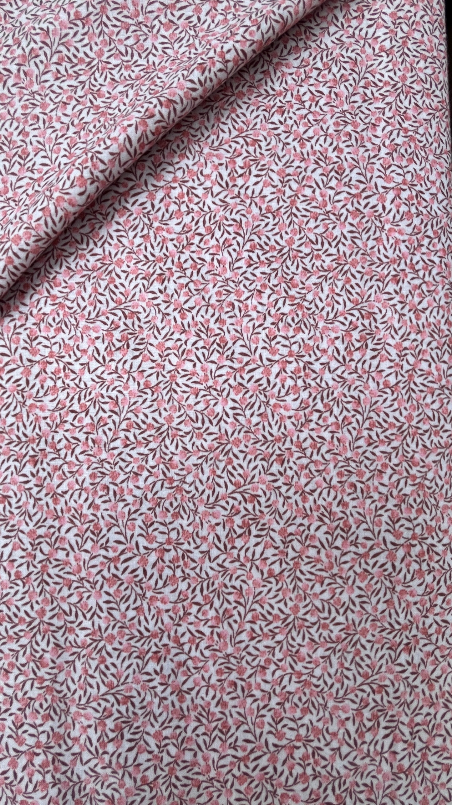 Pink Flowers with Stems Voile PV130032 by La Ta Te (sold in 25cm increments)