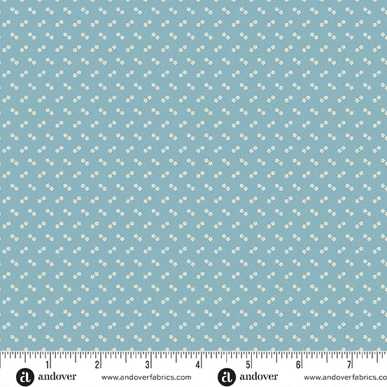 Special Delivery Double Daisy Blueberry A10478B by Laundry Basket Quilts for Andover Fabrics (sold in 25cm increments)