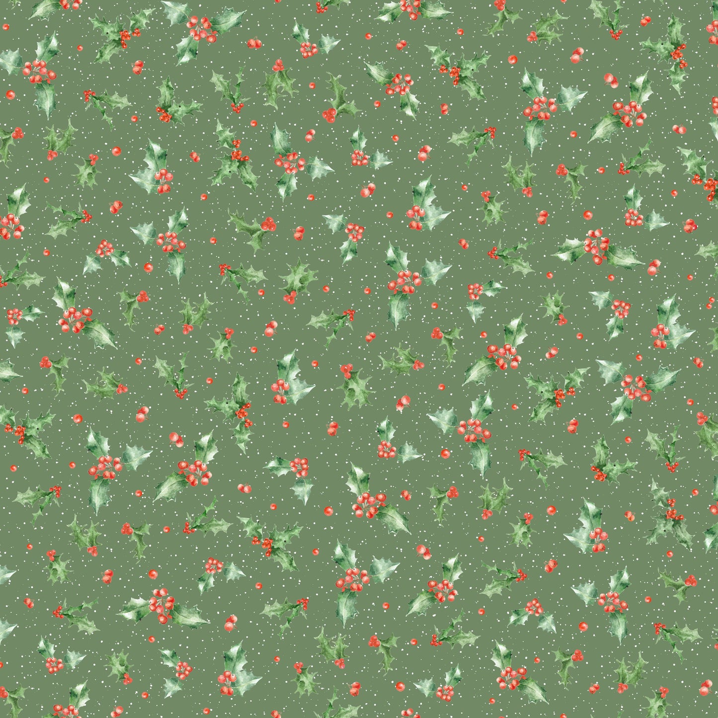 One Snowy Day Holly Dark Green 10376G2 Hannah Dale of Wrendale Studios for Maywood Studio (sold in 25cm increments)
