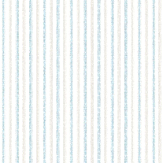 One Snowy Day Stripe Blue Ecru 10380BE Hannah Dale of Wrendale Studios for Maywood Studio (sold in 25cm increments)