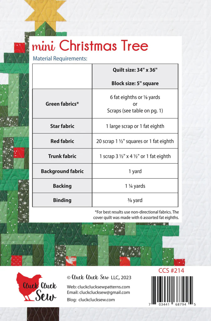Mini Christmas Tree Quilt Pattern by Cluck Cluck Sew
