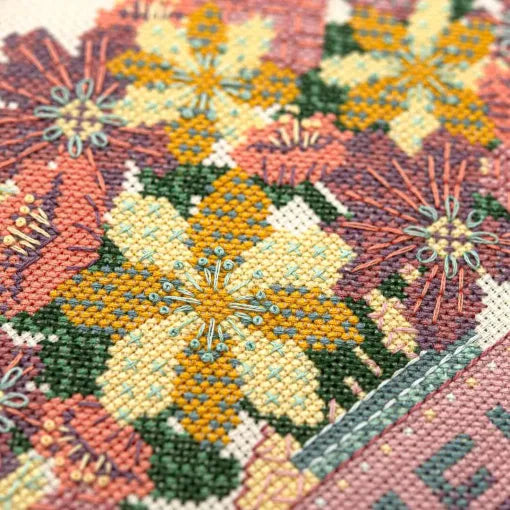 Modern Baby Sampler Bouquet and Butterflies Cross Stitch Pattern by Counting Puddles