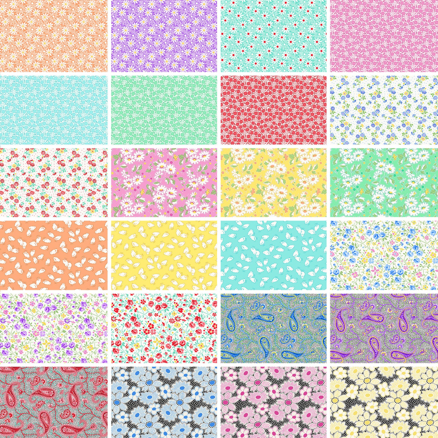 Nana Mae 7 Spaced Daisies Cream/Blue 899-01 by Henry Glass Fabrics (sold in 25cm increments)