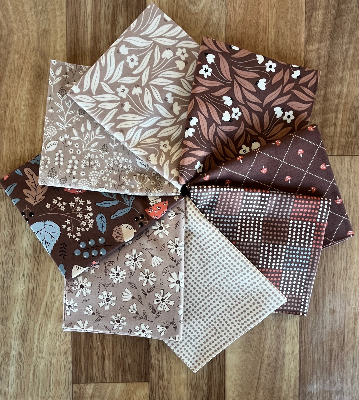 Natures Sketchbook Browns Fat Quarter Bundle by Elena Amo for Moda fabrics