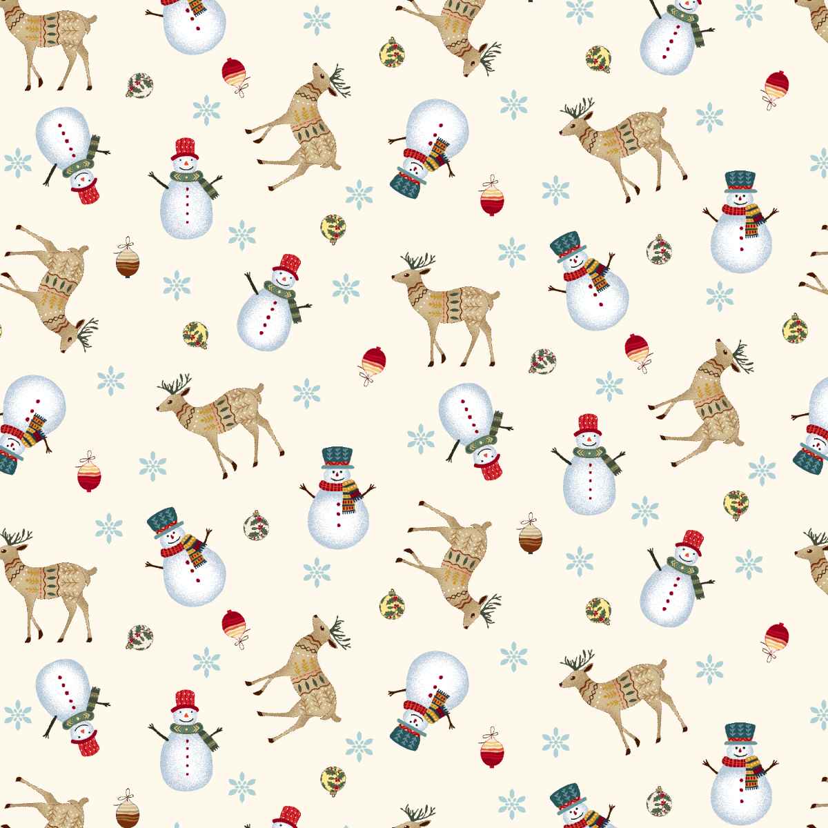 Nordic Holiday Village 3607-44 Tossed Reindeer Cream by Mary Jane Carey for Henry Glass Fabrics (sold in 25cm increments)