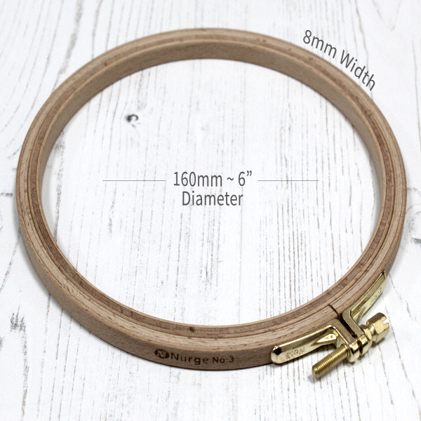 Nurge Embroidery Hoop No. 3 - Wooden Screwed 8MM Beechwood 6/160MM