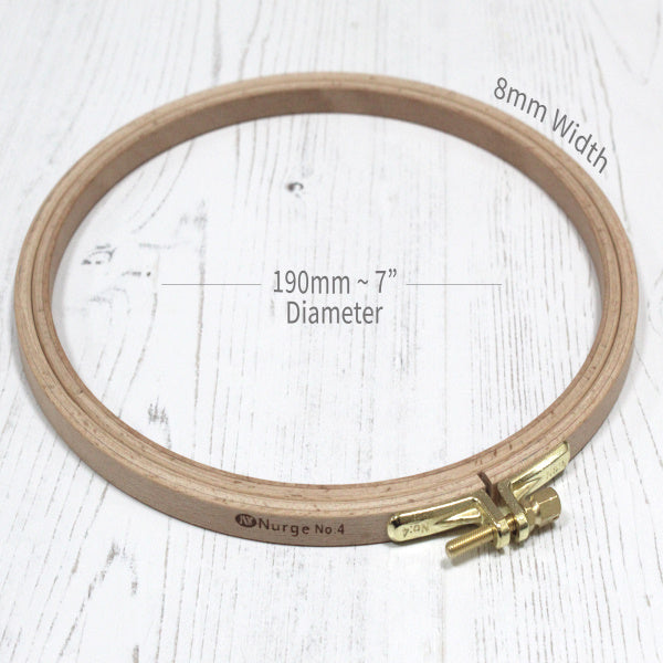 Nurge Embroidery Hoop No.4- Wooden Screwed 8MM Beechwood 7.5/190MM