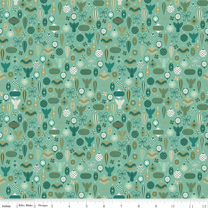 Nutcracker Tradition Adorn The Tree C17674-Spearmint by Jennifer Long for Riley Blake Fabrics (sold in 25cm increments)