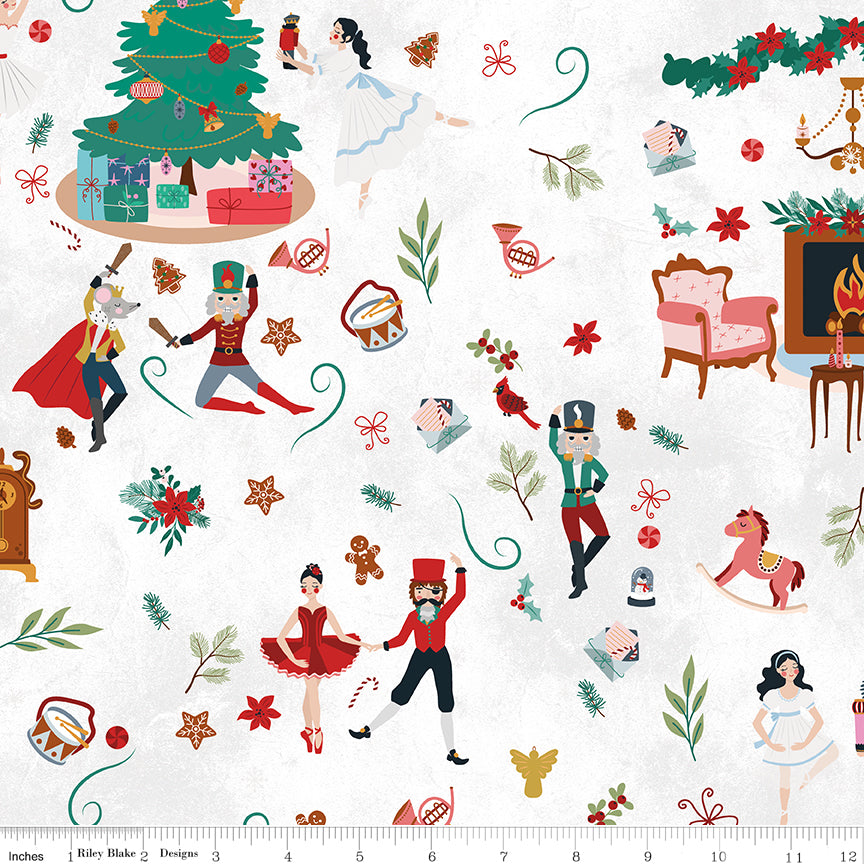 Nutcracker Tradition Main C17670-Snow by Jennifer Long for Riley Blake Fabrics (sold in 25cm increments)