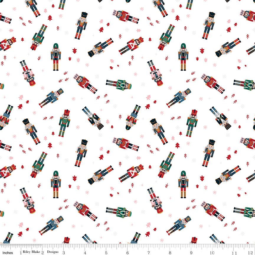 Nutcracker Tradition Nutcracker Toss C17672-Snow by Jennifer Long for Riley Blake Fabrics (sold in 25cm increments)