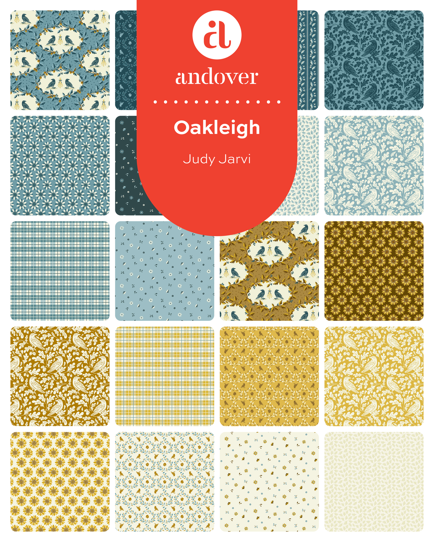 Oakleigh Windy Cloud Blue A10160LB Judy Jarvi for Andover Fabrics (sold in 25cm increments)
