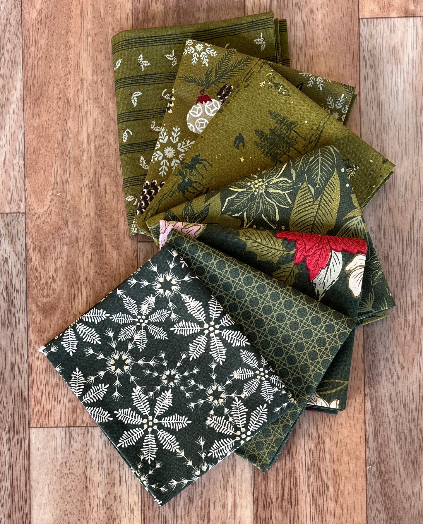 Old World Yuletide Greens Fat Quarter Bundle by Fancy That Design House for Moda Fabrics