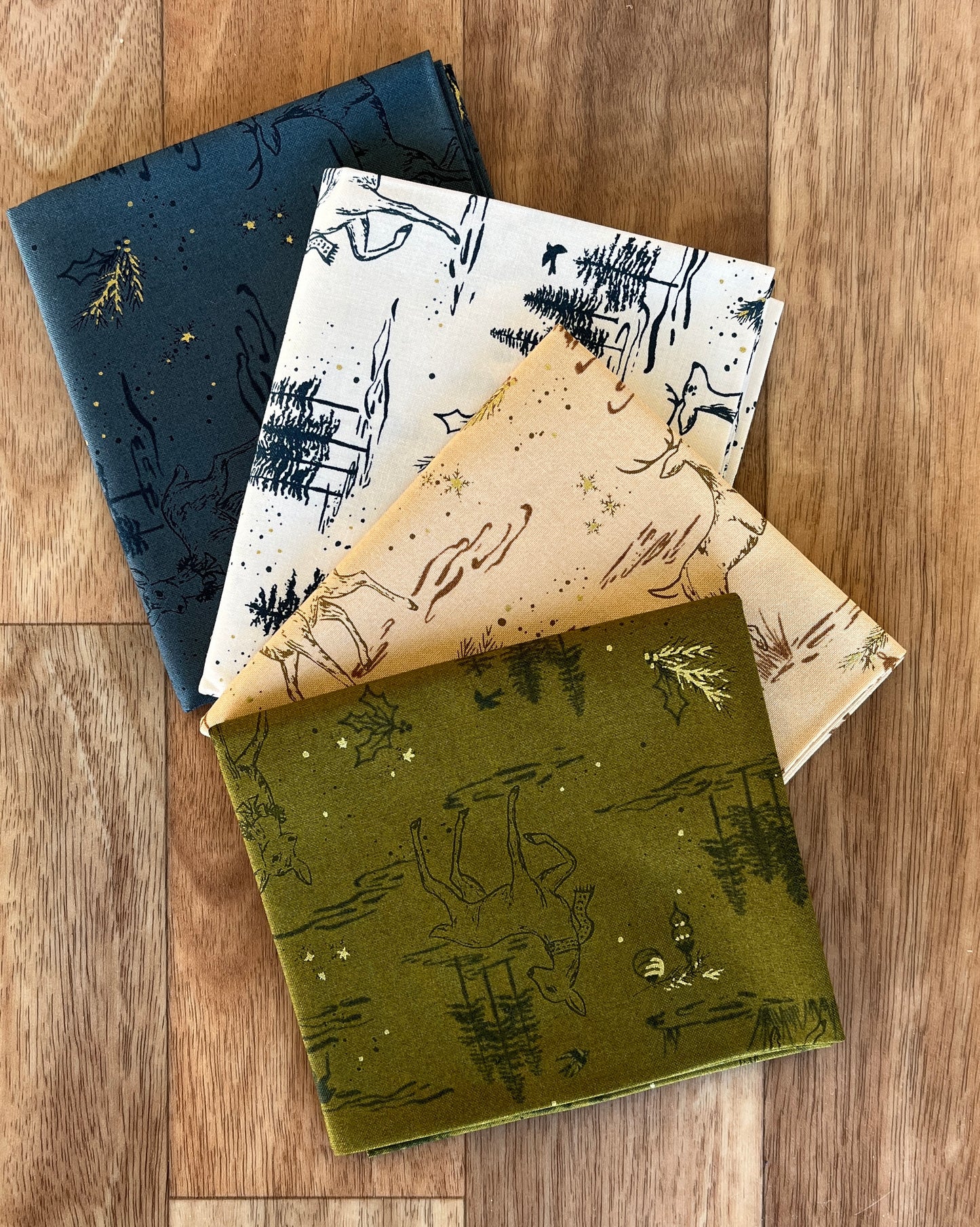 Old World Yuletide Metallic Deer Fat Quarter Bundle by Fancy That Design House for Moda Fabrics