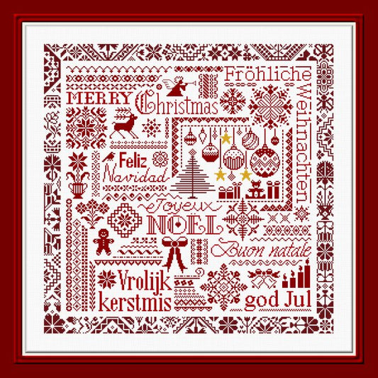 Red Christmas Cross Stitch pattern by Jardin Prive