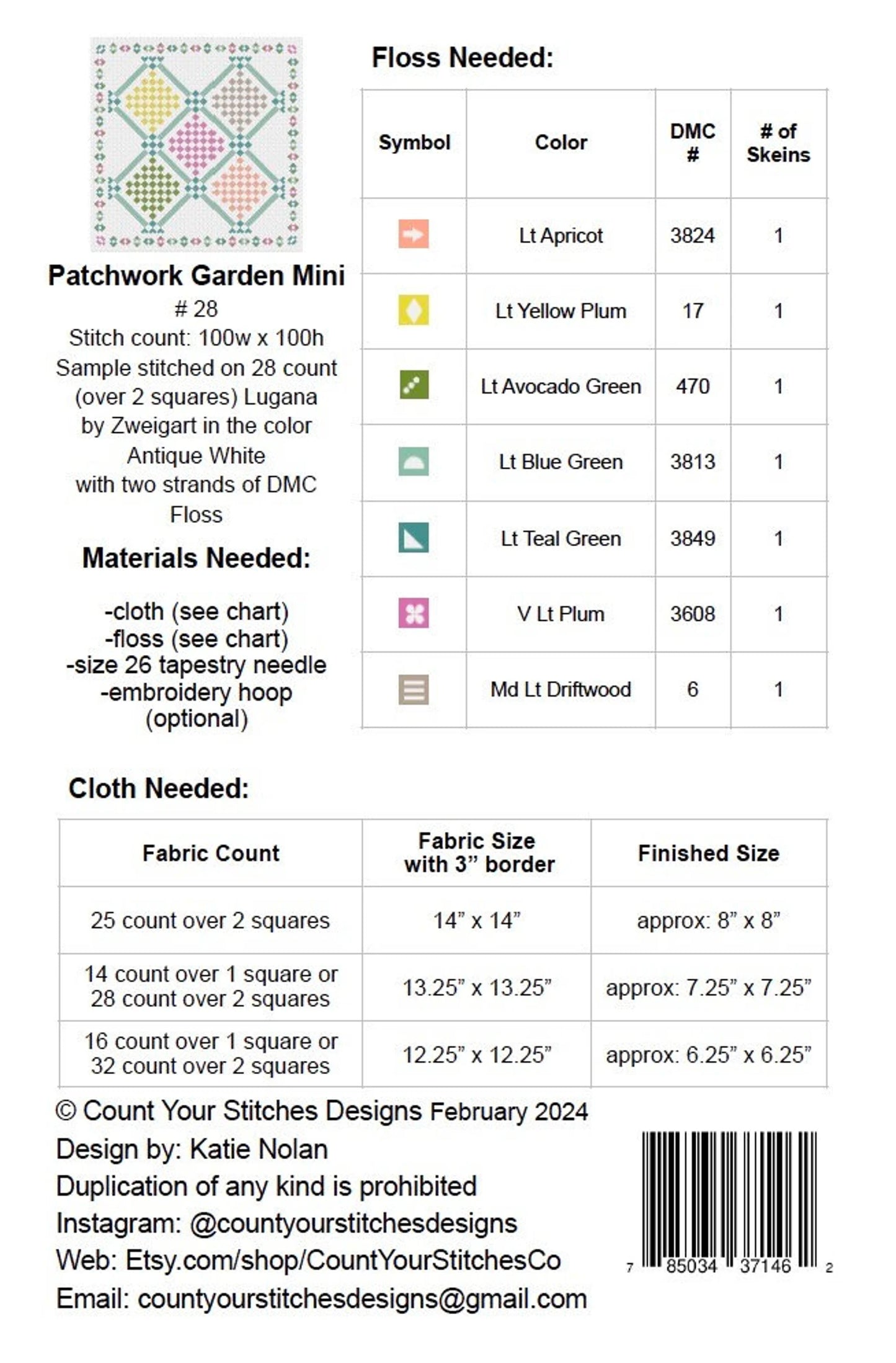Patchwork Garden Remix Mini Cross Stitch Pattern by Count Your Stitches Designs