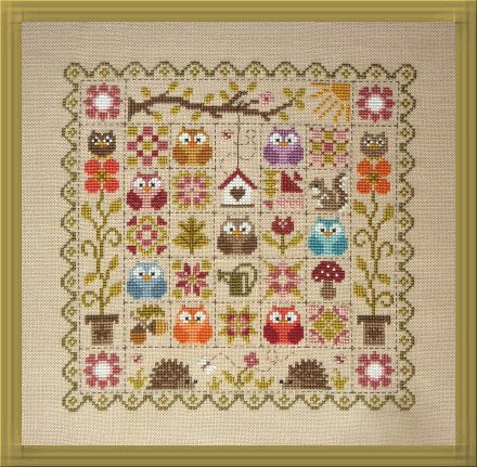 Patchwork Chouettes Cross Stitch pattern by Jardin Prive