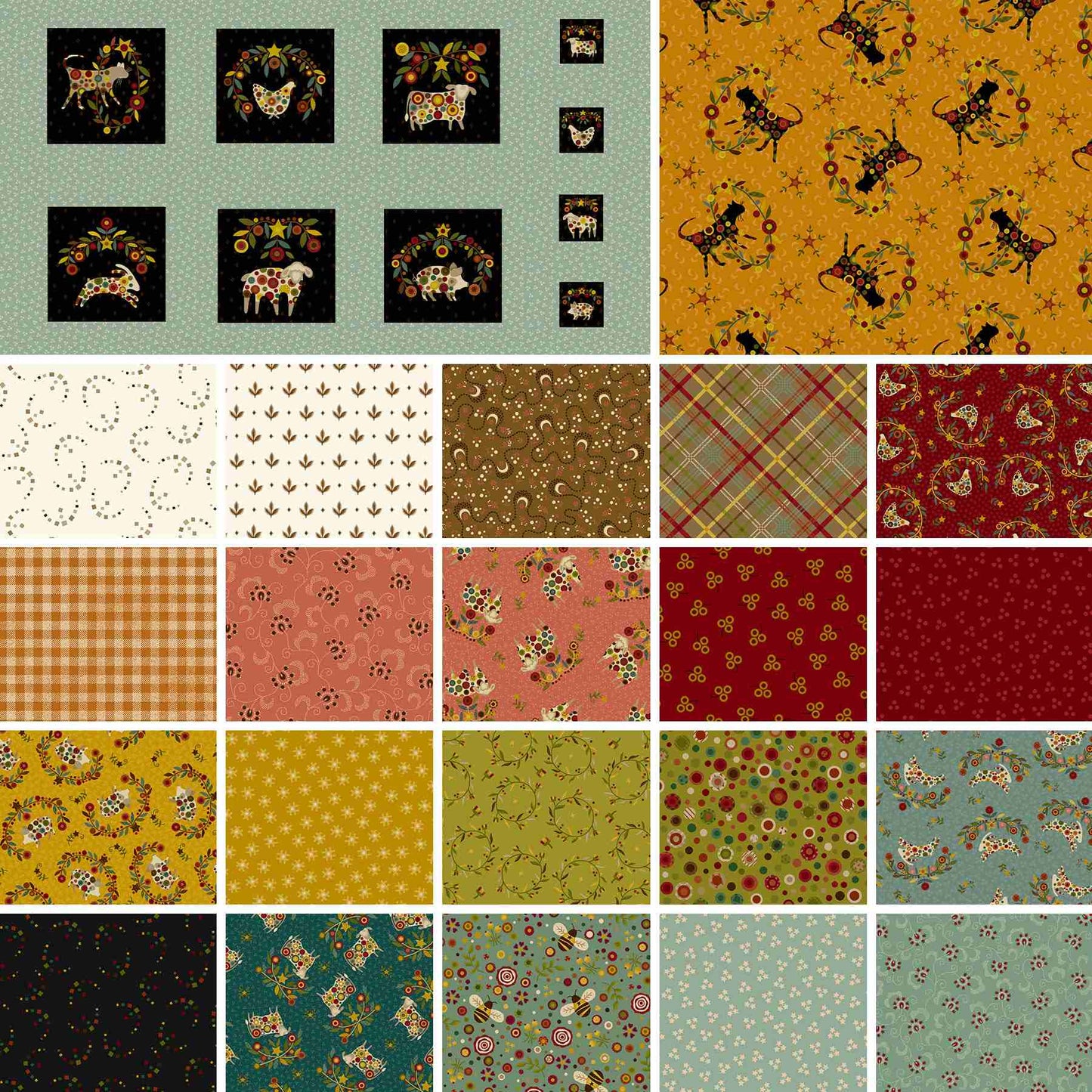 Pennyberry Farm Orange Cats 2004-33 by Kim Diehl for Henry Glass Fabrics (sold in 25cm increments)