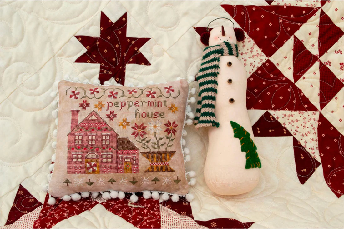 Peppermint House Cross Stitch Pattern Pansy Patch Quilts and Stitchery