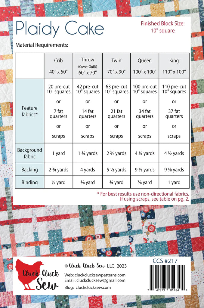 Plaidy Cake Quilt Pattern by Cluck Cluck Sew