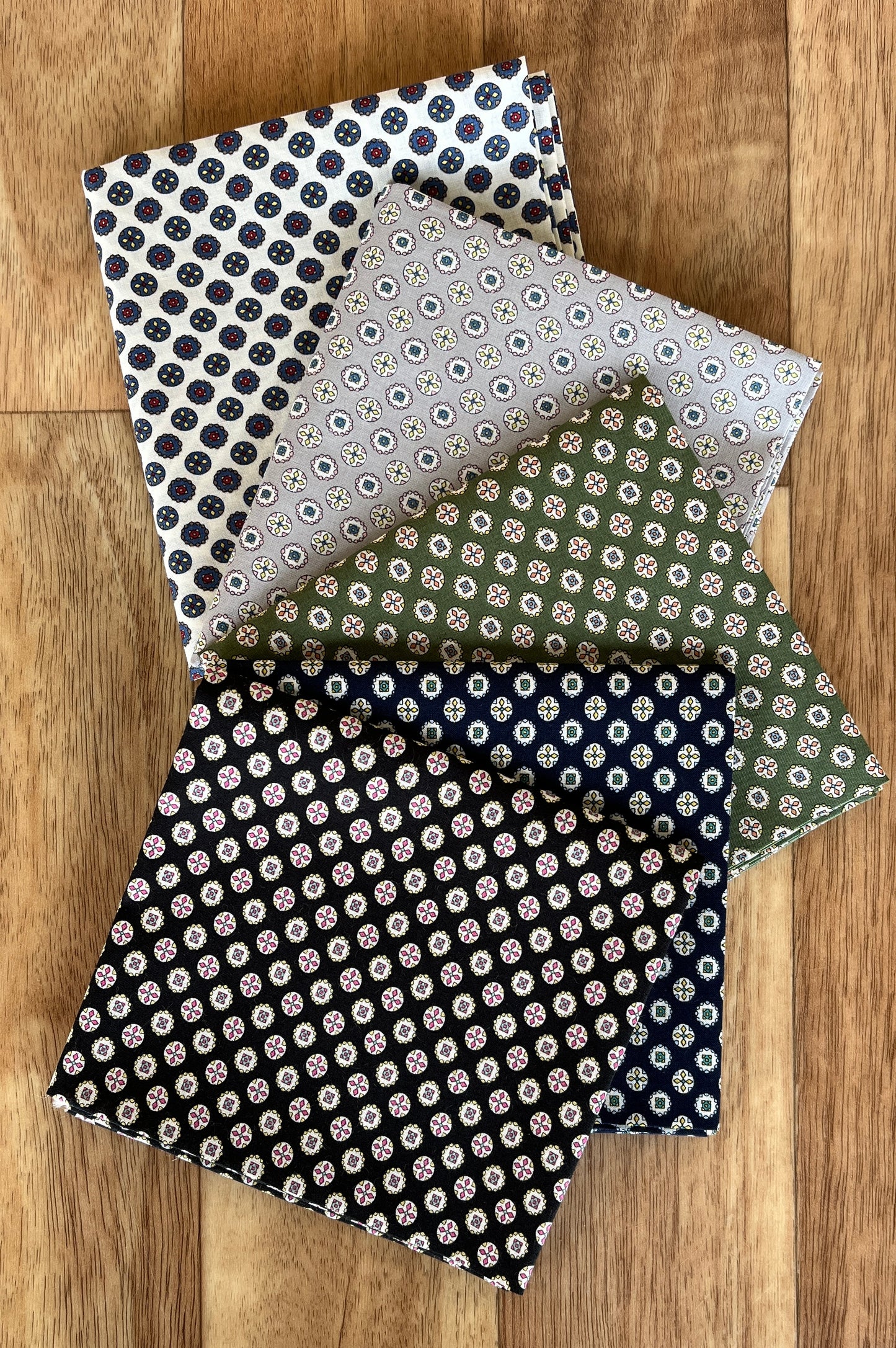 Pocket Square Medallions Fat Quarter Bundle Lawn Fabric by Hokkoh