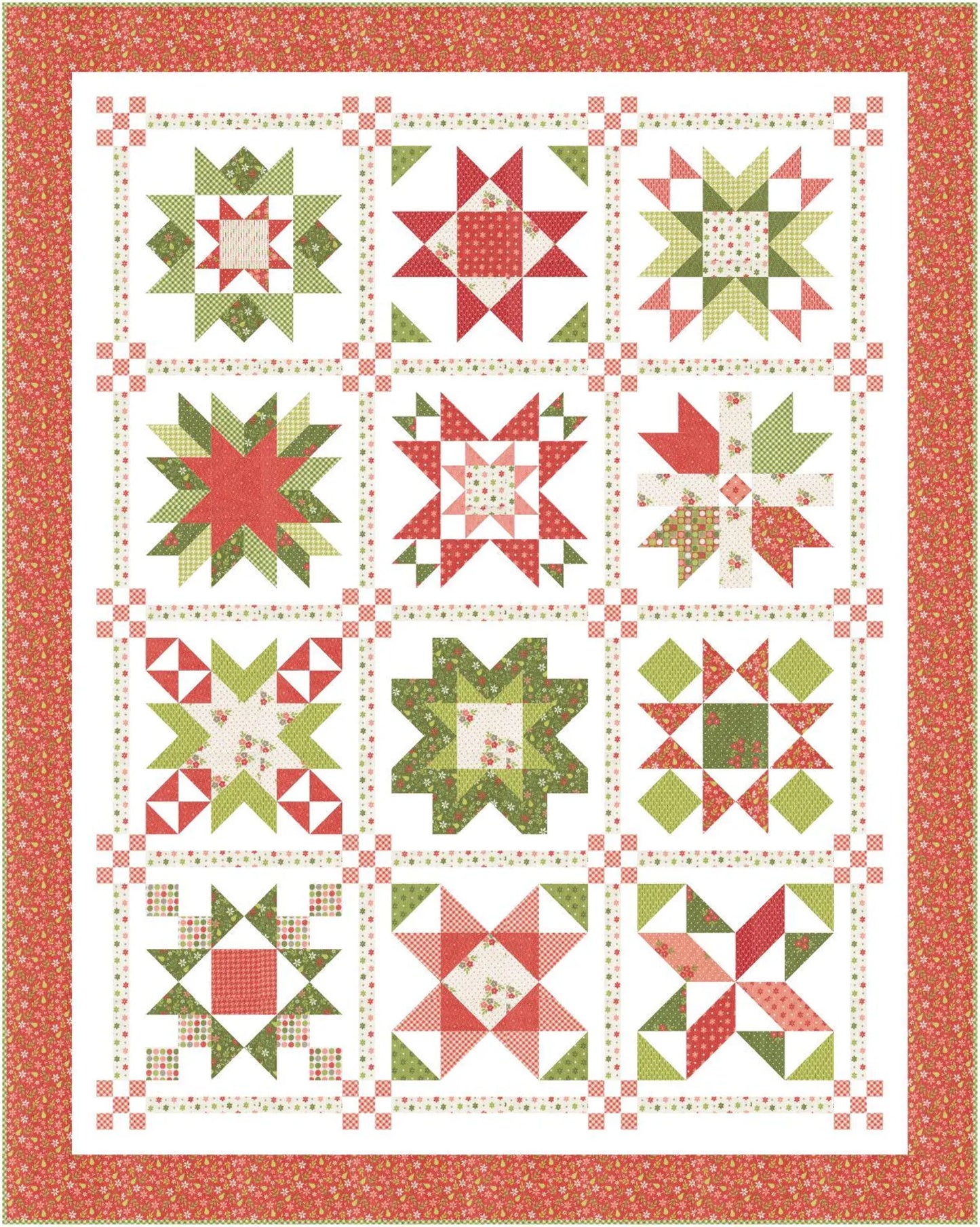 Poinsettia Stars Block on the Month Quilt Pattern by A Quilting Life