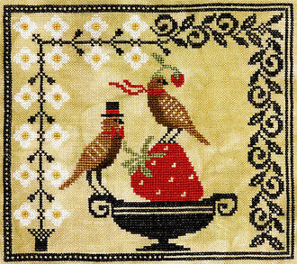 Posh Strawberry Picnic Cross Stitch Pattern by Artful Offerings