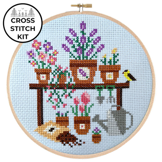 Potting Bench Cross Stitch Kit by Pigeon Coop Designs