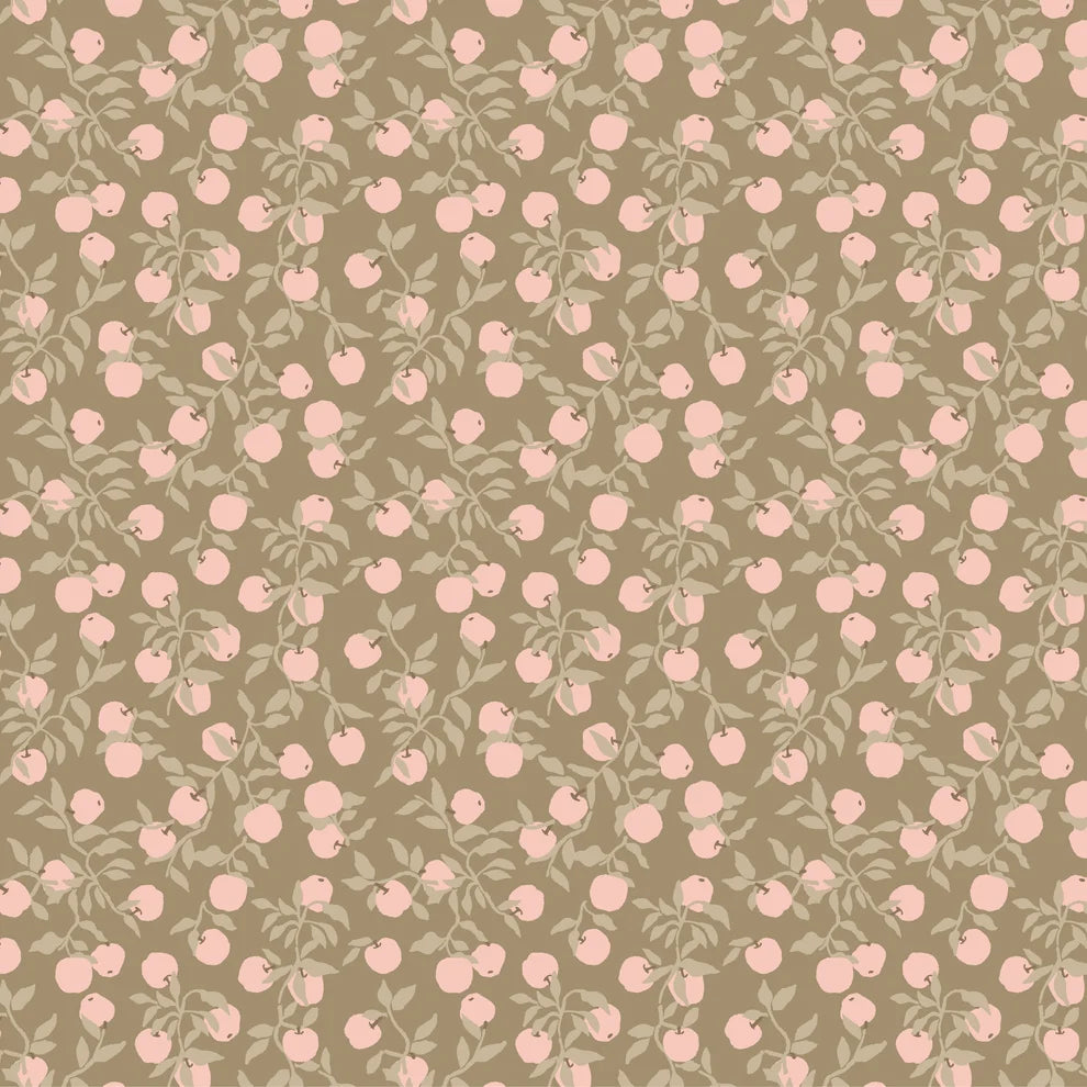 Primrose & Parsley Apples Dark Sage PR26831 by Michal Marko for Poppie Cotton (sold in 25cm increments)