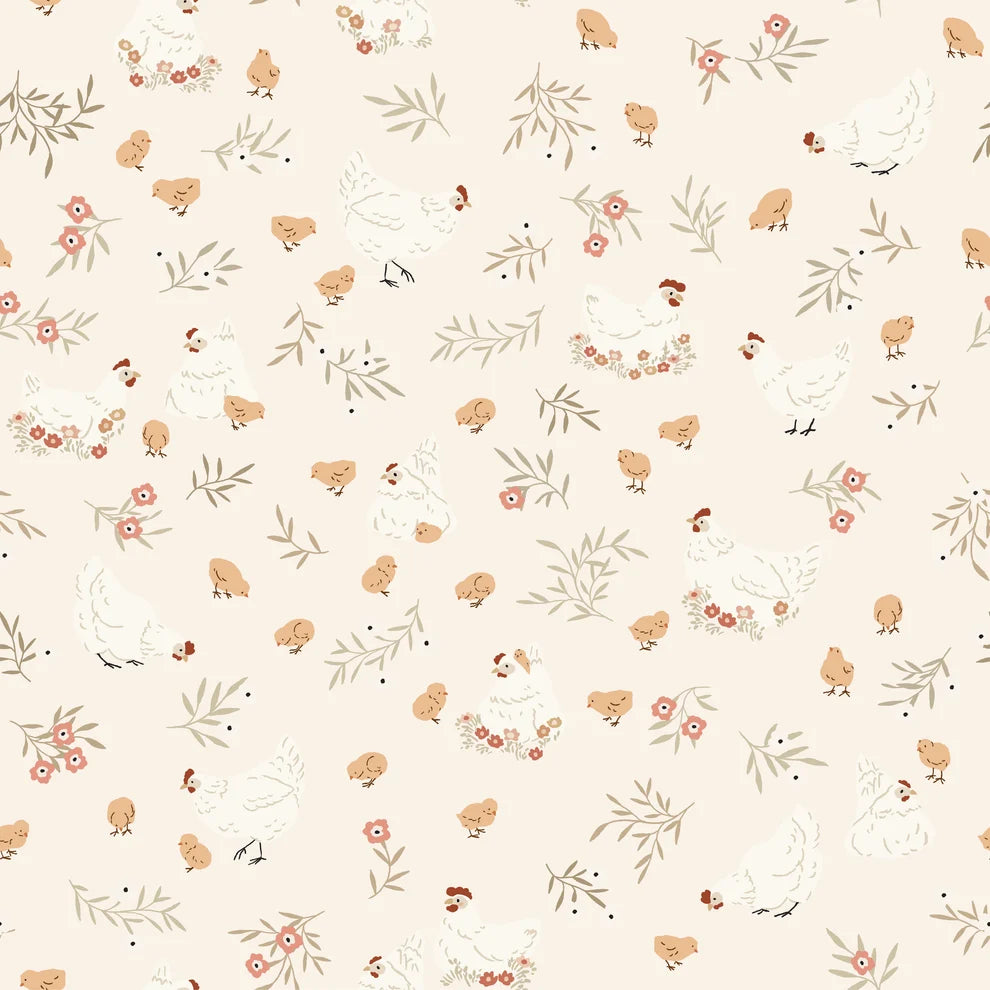 Primrose & Parsley Nesting Beige PR26837 by Michal Marko for Poppie Cotton (sold in 25cm increments)