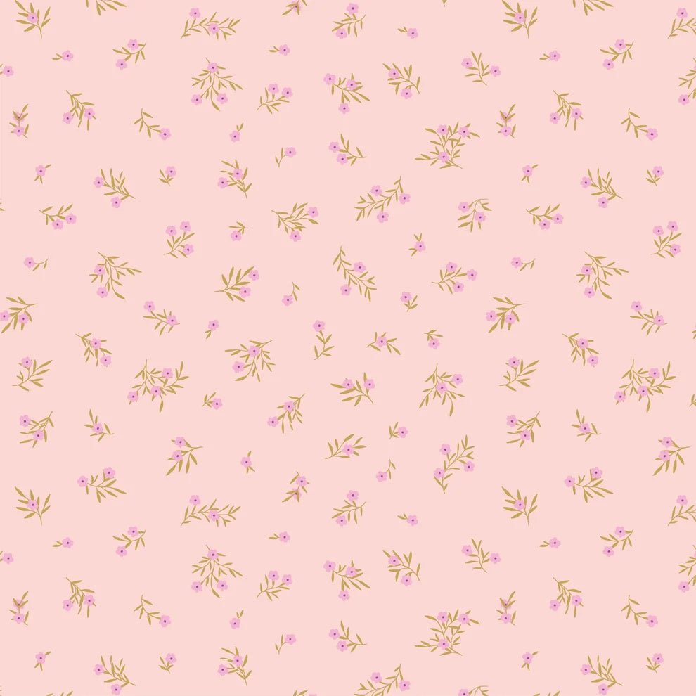 Primrose & Parsley Meadow Sprigs Rose PR26842 by Michal Marko for Poppie Cotton (sold in 25cm increments)