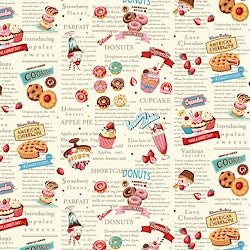 Hello Sweets Cream 012A by Cosmo Textiles (sold in 25cm increments)