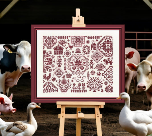 Quaker de la Ferme (Farm) Cross Stitch pattern by Jardin Prive