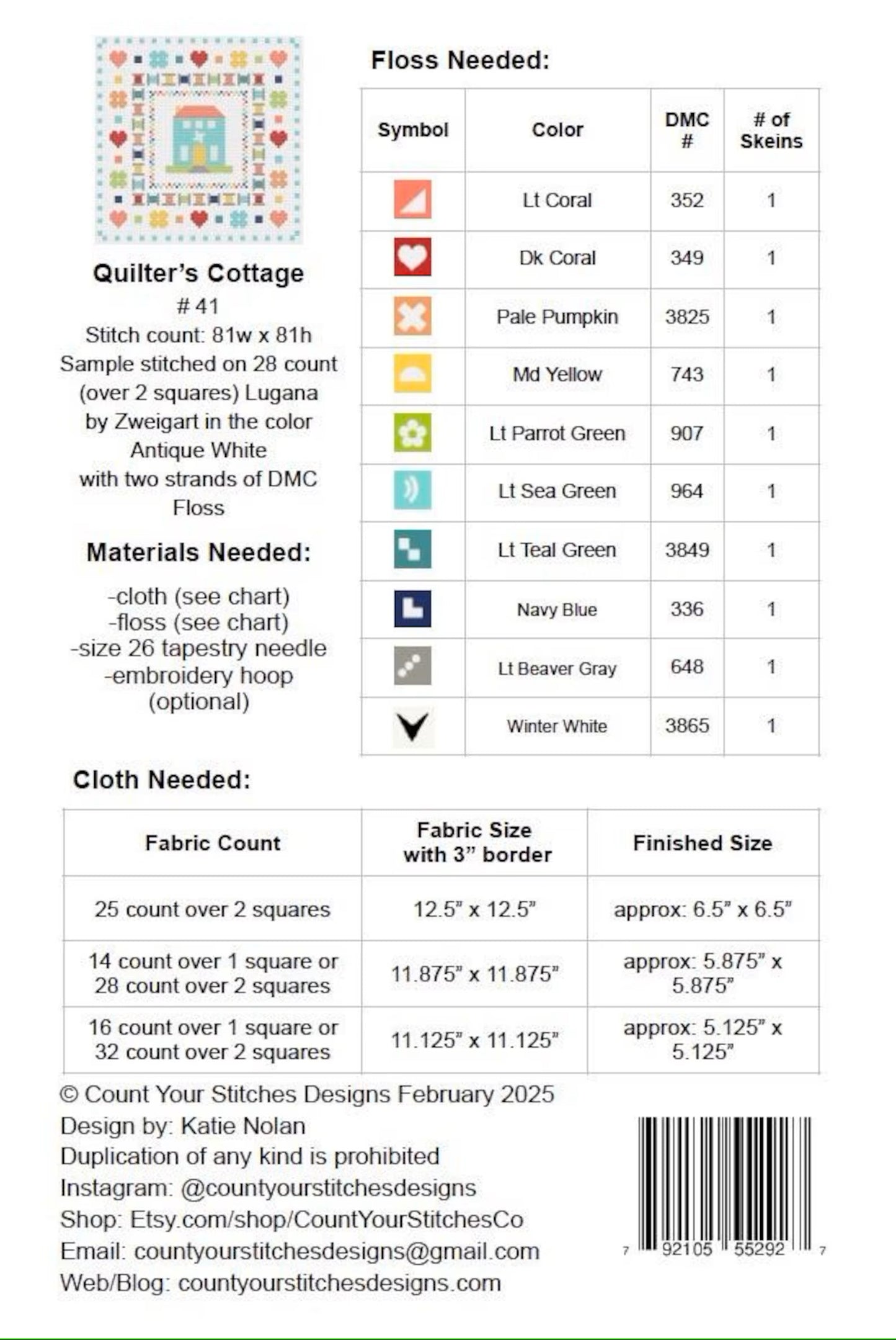 Quilters Cottage Cross Stitch Pattern by Count Your Stitches Designs