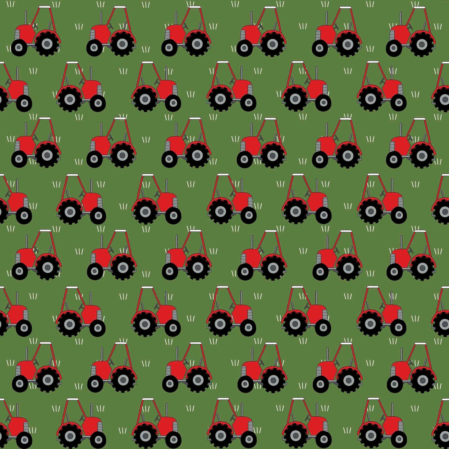 Red Tractors on Green by Red Tractor Designs (sold in 25cm increments)