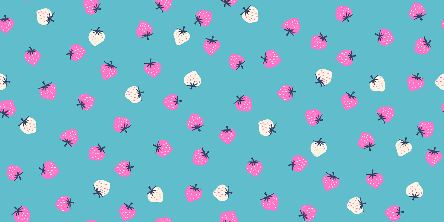 Strawberry Toss Turquoise S308520 by Kimberly Kight of Ruby Star Society (sold in 25cm increments)
