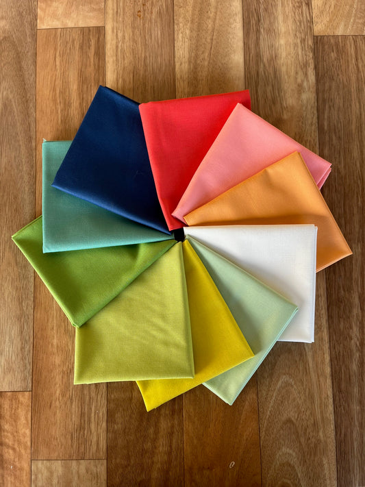 Raspberry Summer Bella Solids Coordinates Fat Quarter Bundle by Sherri & Chelsi for Moda Fabrics