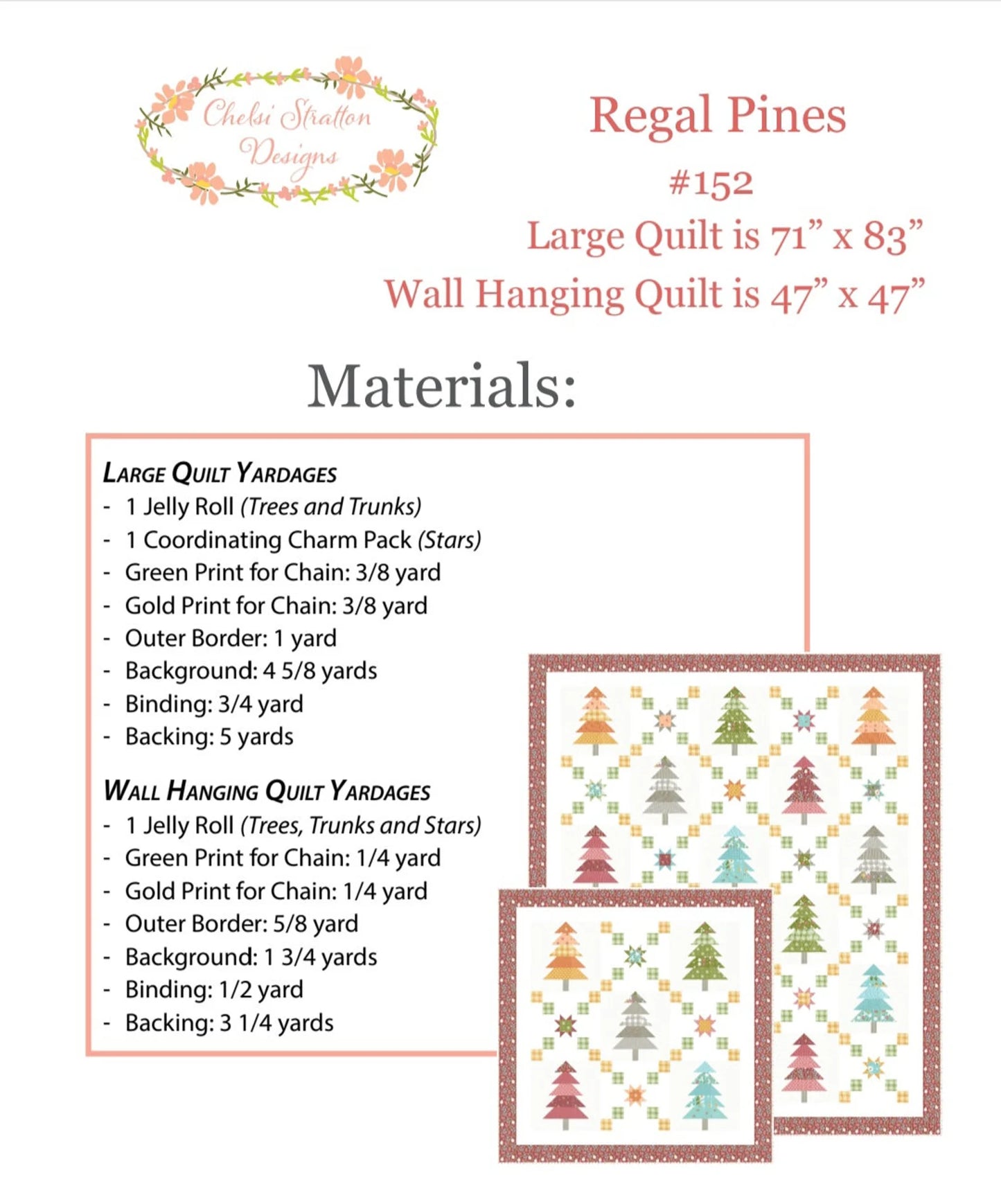 Regal Pines Quilt Pattern by Chelsi Stratton