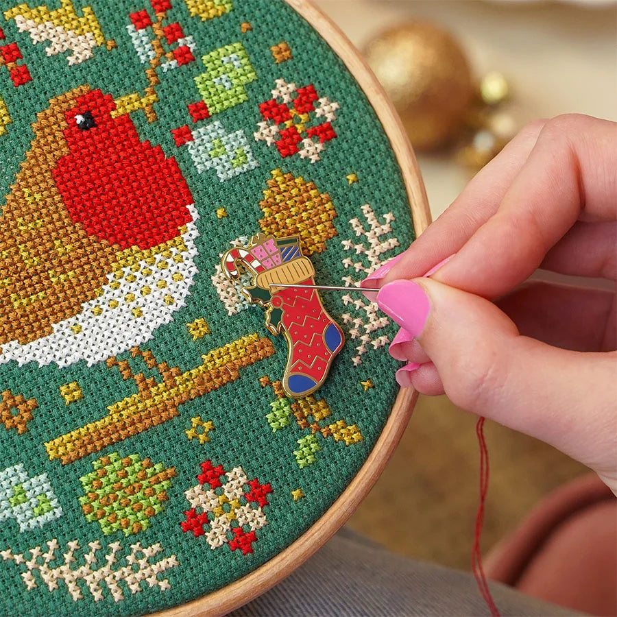 Stocking Magnetic Needle Minder by Caterpillar Cross Stitch