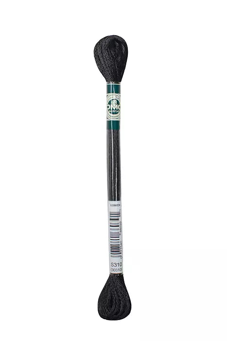 DMC S310 Mouline Satin Metallic Black Light 6 Strand Embroidery Floss