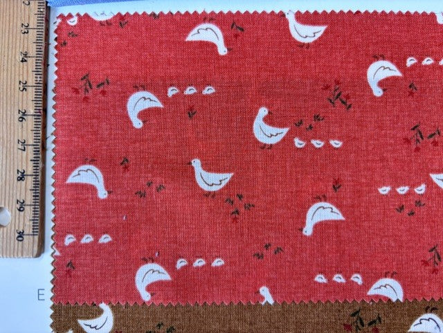 Country Diary Red Ducks SC10706-E by Handworks Fabric (sold in 25cm increments)