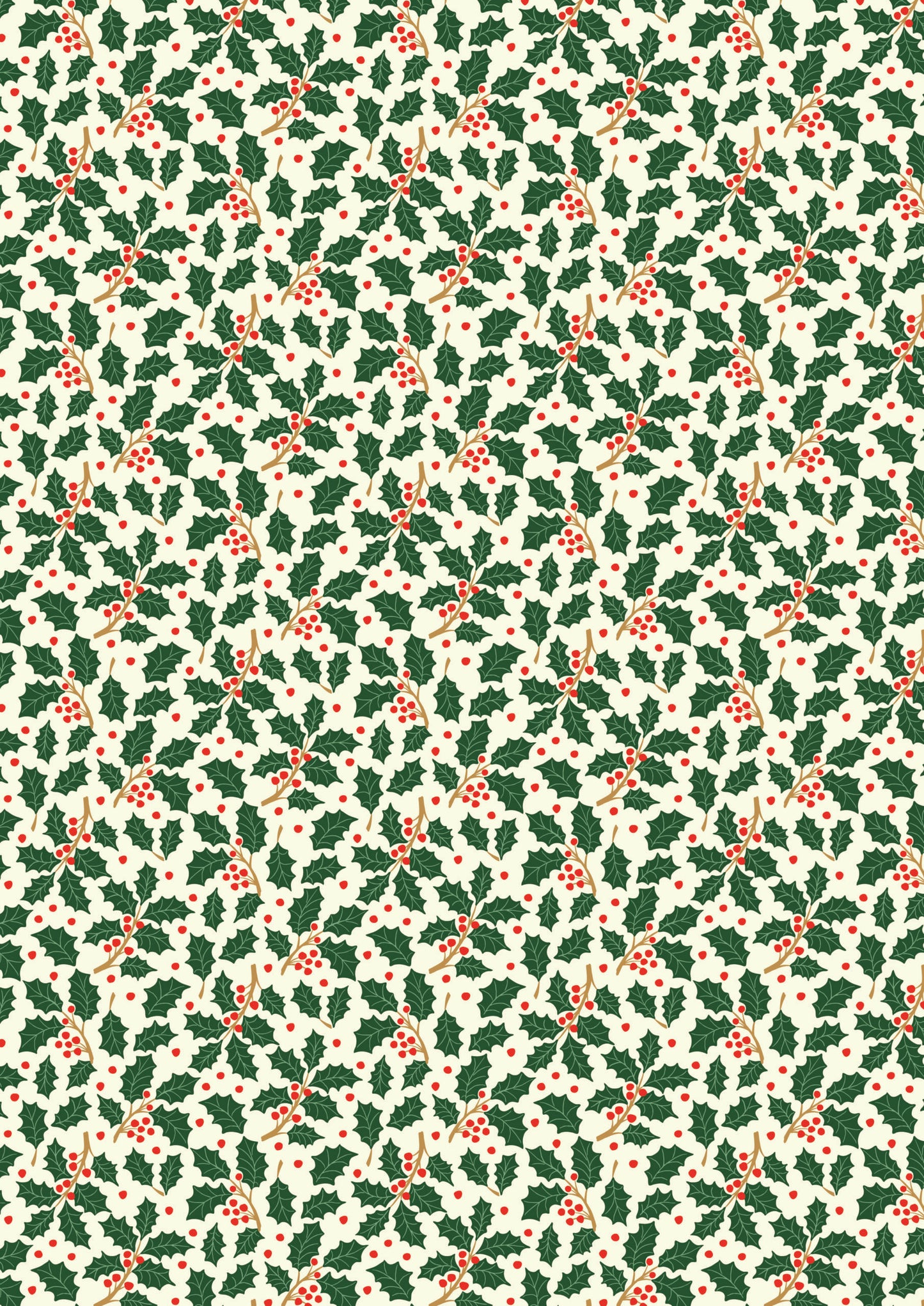 All is Bright Holly on Cream SH26A by Stuart Hillard for Lewis & Irene Fabrics (sold in 25cm increments)