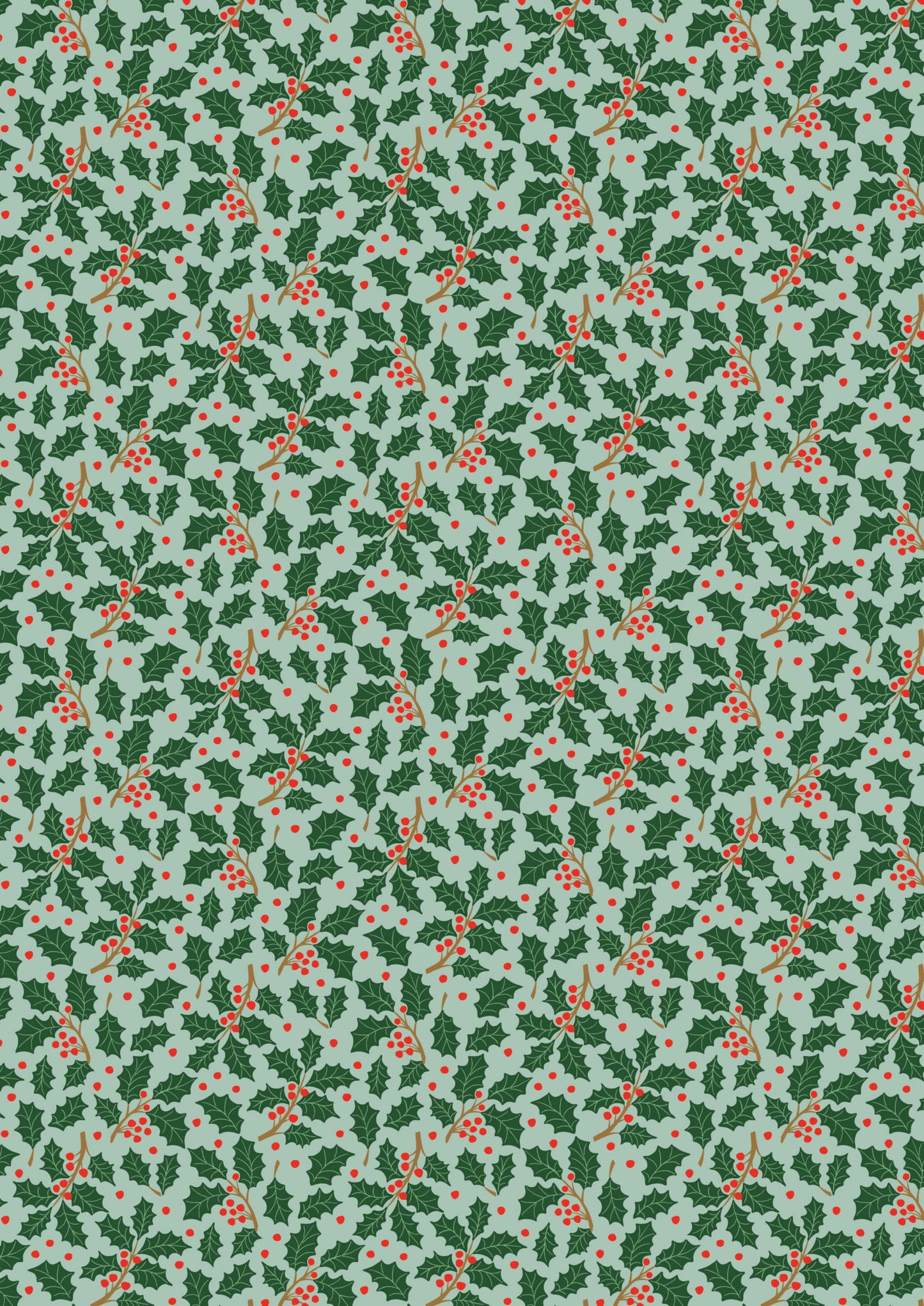 All is Bright Holly on Duck Egg SH26B by Stuart Hillard for Lewis & Irene Fabrics (sold in 25cm increments)