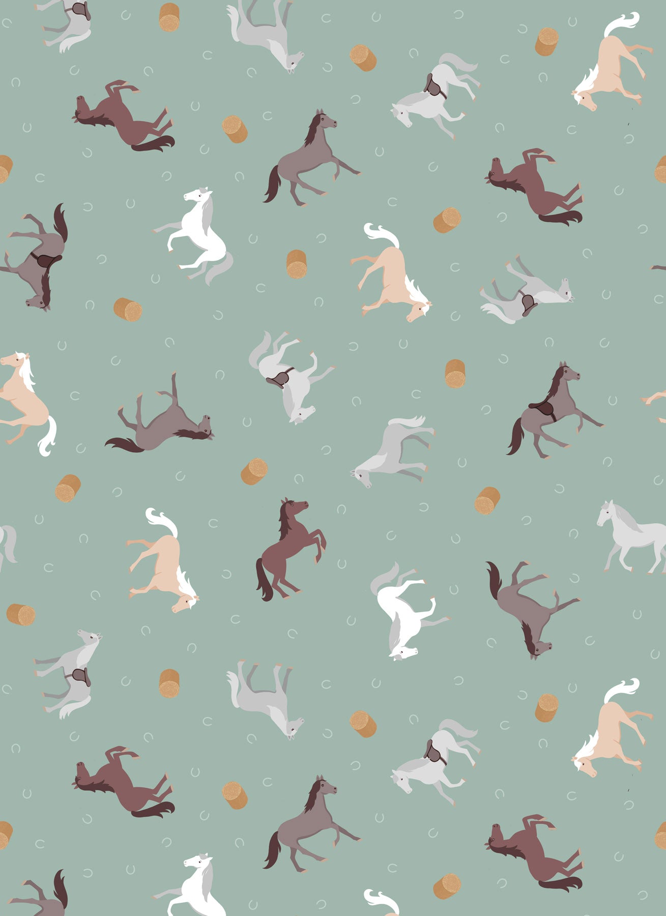 Small Things Countryside Horses Blue SM65.2 by Lewis and Irene (Sold in 25cm increments)