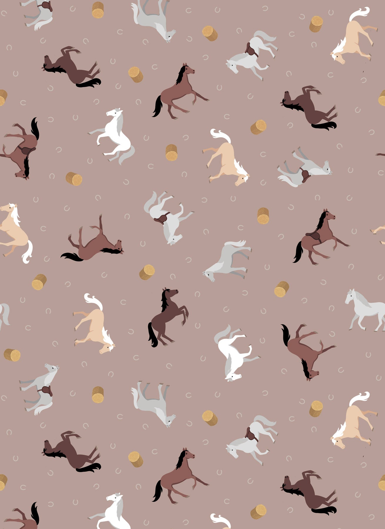 Small Things Countryside Horses Latte SM65.3 by Lewis and Irene (Sold in 25cm increments)