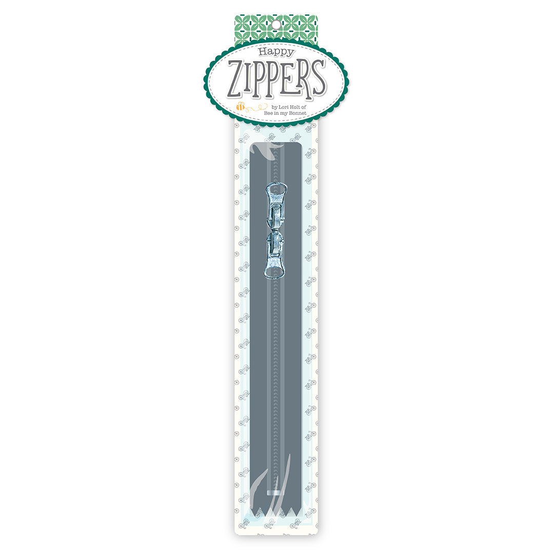 16" Happy Zipper Gray Lori Holt of Bee in my Bonnet