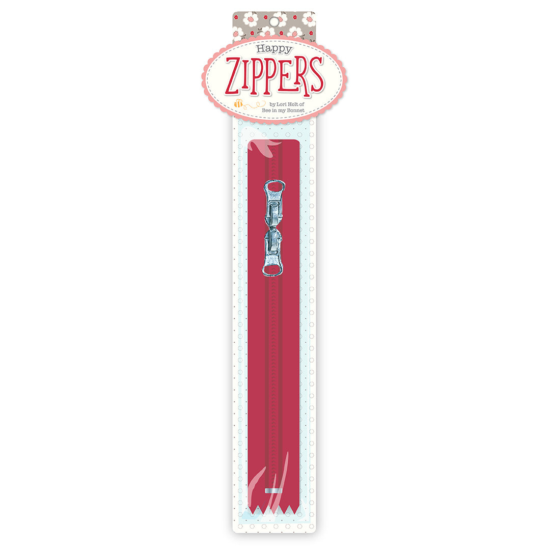 16" Happy Zipper Red Lori Holt of Bee in my Bonnet